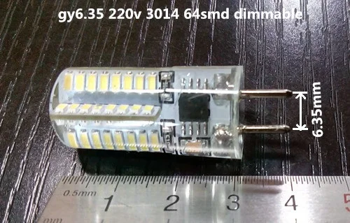 5 шт. светодиодный Диммируемый прожектор GY6.35 220 В с регулируемой яркостью COB/2835/3014smd 64/72 бусины без вибрации силикон gy6.35 светодиодный 220 В Диммируемый светодиодный g6.35 220 В