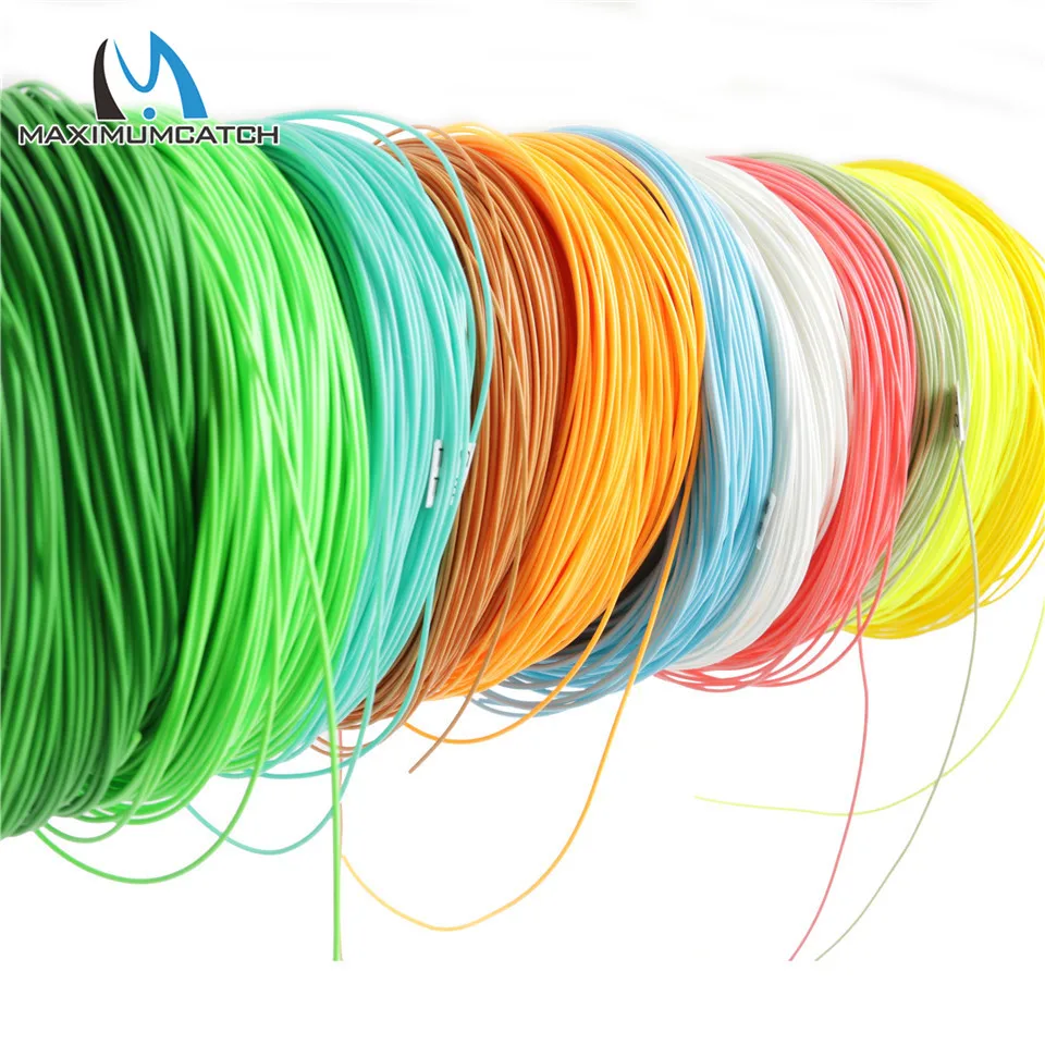 Maximumcatch 100FT 2/3/4/5/6/7/8/wt صنارة صيد السمك بذبابة الصيد الصناعية الوزن إلى الأمام العائمة يطير خط متعددة الألوان خيط صنارة الصيد