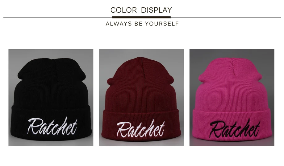 3ADK Unisex Skullies Beanie With Embroidery Words Ratchet 2018 Autumn Winter Fashion Brand Casual hat For Boy #CAP100
