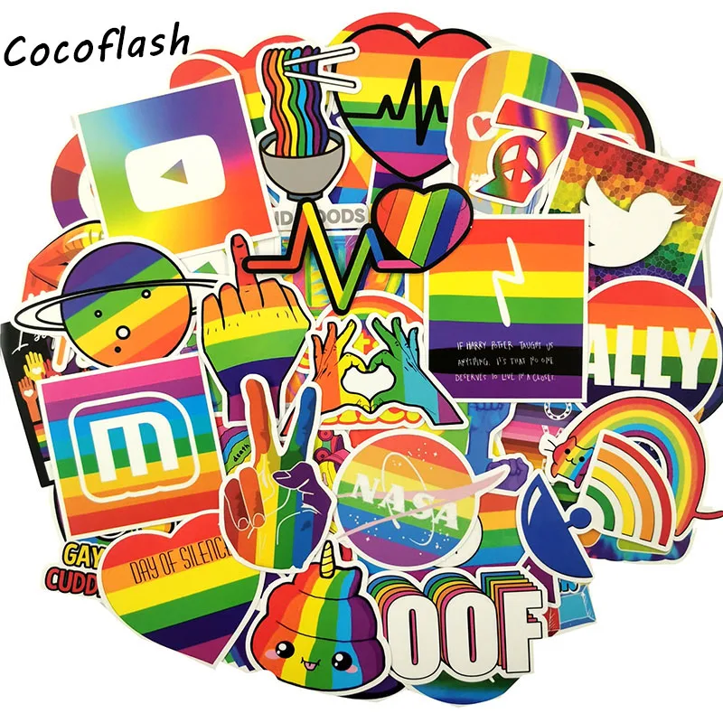 50 Stickers Vinyl Skateboard Guitar Travel Case Pack Tide Brand Graffiti Decals