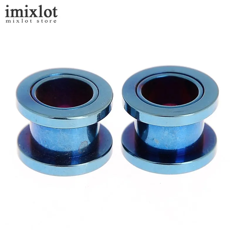 Imixlot 1 14mm Blue Fake Tunnel Ear Plugs Fake Gauges Stainless Steel
