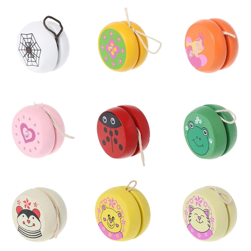 Toys Cute Animal Prints Wooden Yoyo Toys Easy Educational Toys Classic Toy Toys Cute Animal Prints Wooden Yoyo Toys Easy Educational Toys Classic Toy