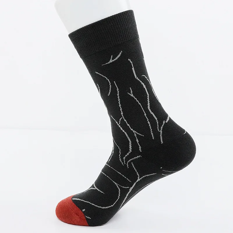 PEONFLY/1 пара мужских носков чесаные хлопковые носки с рисунками животных, птиц, акул, зебры, кукурузы, арбуза, морской еды, геометрические Новые забавные носки - Цвет: 18