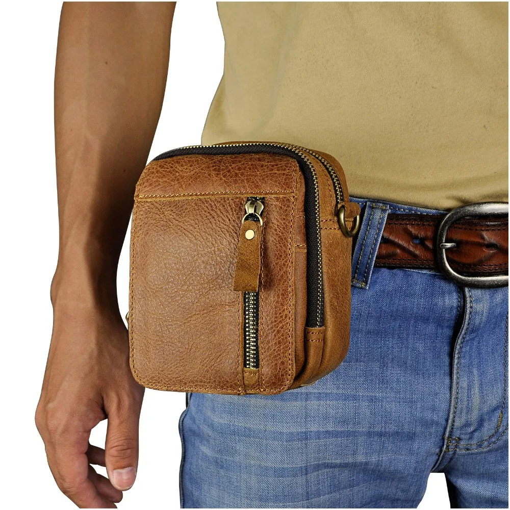 

Quality Leather Men Multi Purpose Design Small Travel Crossbody Shoulder Messenger Bag Fashion Waist Belt Bag Phone Case 6807L