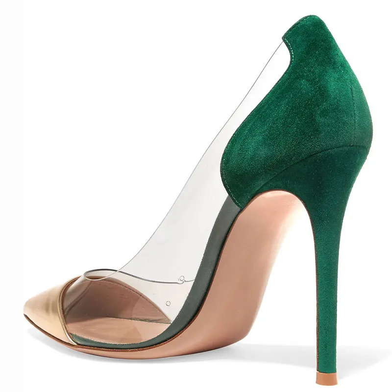 Г. летние туфли-лодочки из ПВХ пикантные вечерние туфли на шпильке элегантные модельные туфли с острым носком из зеленой замши 44 45