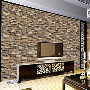 

45x100cm 3D Brick Stone Wall Sticker PVC Rustic Effect DIY Self Adhesive Wallpaper For Kitchen Living Room TV Background Decor
