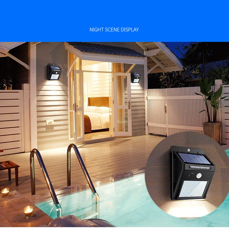 20/30/48 LED Solar light Bulb Outdoor Garden lamp Decoration PIR Motion Sensor Night Security Wall light Waterproof