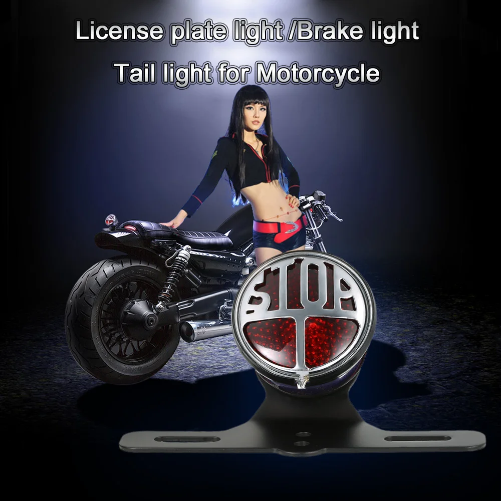 

Motorcycle 12V License Plate Lamp Brake Tail Light LED Stop Light Universal for Motorcycle