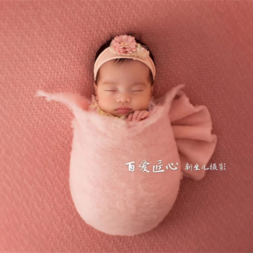Позирует ткань обертывание сиреневое одеяло из мериносовой шерсти Войлок новорожденный фото реквизит