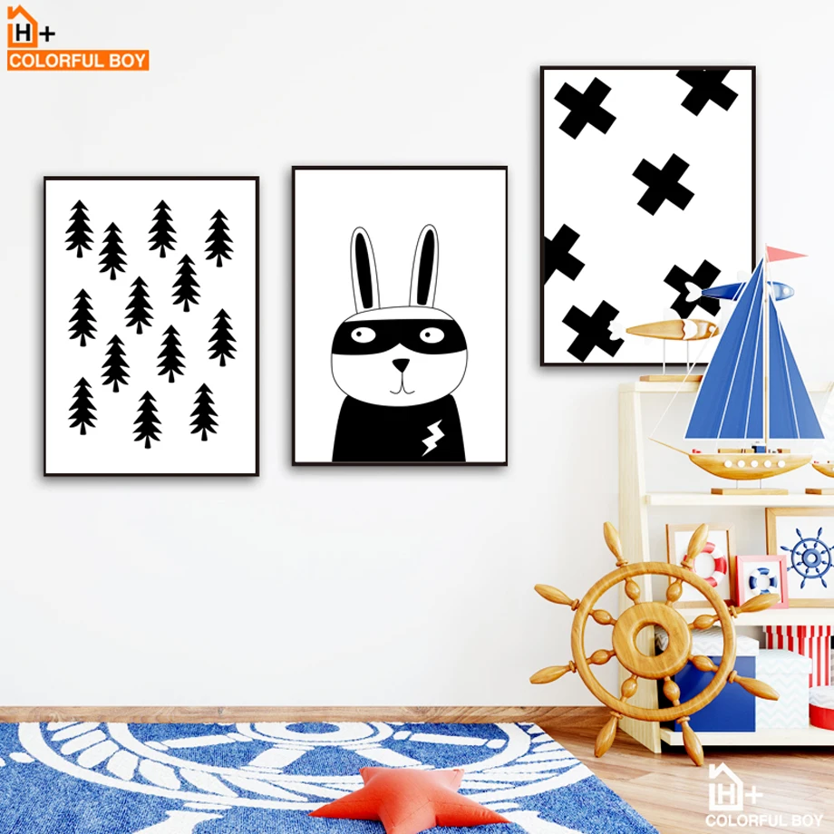 Miffy Kelinci Hutan Dinding Seni Lukisan Kanvas Nordic Poster Dan