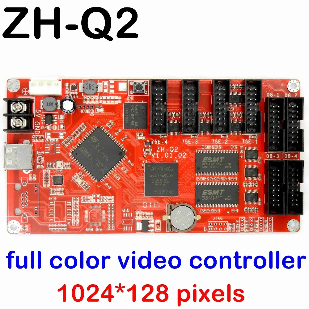 

ZH-Q2 USB full color led control card video support 1024*128 pixel display U disk asynchronous led controller with 4*hub75E port