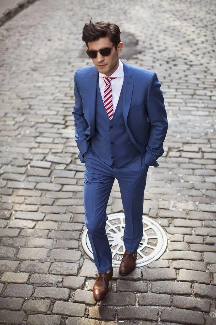 Custom Made Groom Tuxedos One Button Groomsmen Notch Lapel Best Man/Bridegroom/Wedding/Prom/Dinner Suits (Jacket+Pants+Vest)