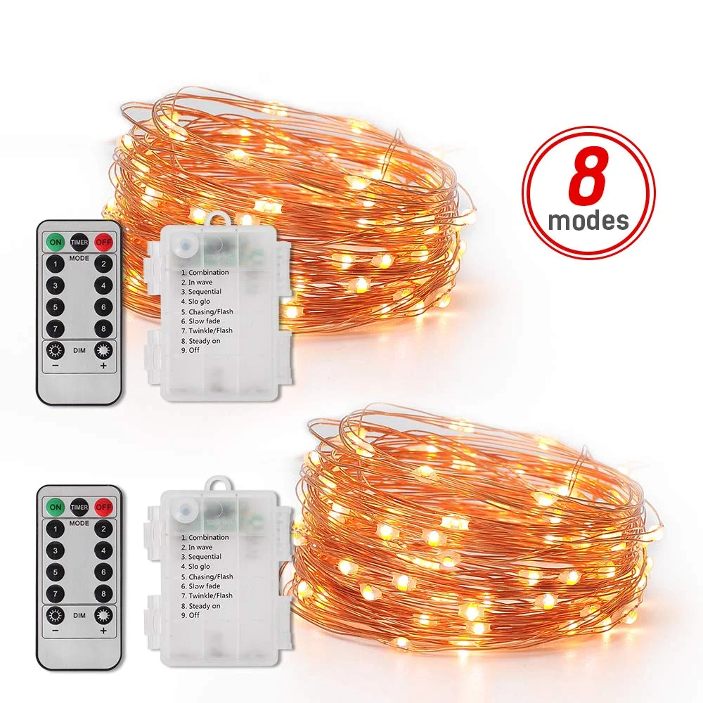 

2PCS/LOT String Lights Battery Remote Control 5M Holiday Lights Christmas Lights Bedroom Decoration Dimmable String Fairy Light