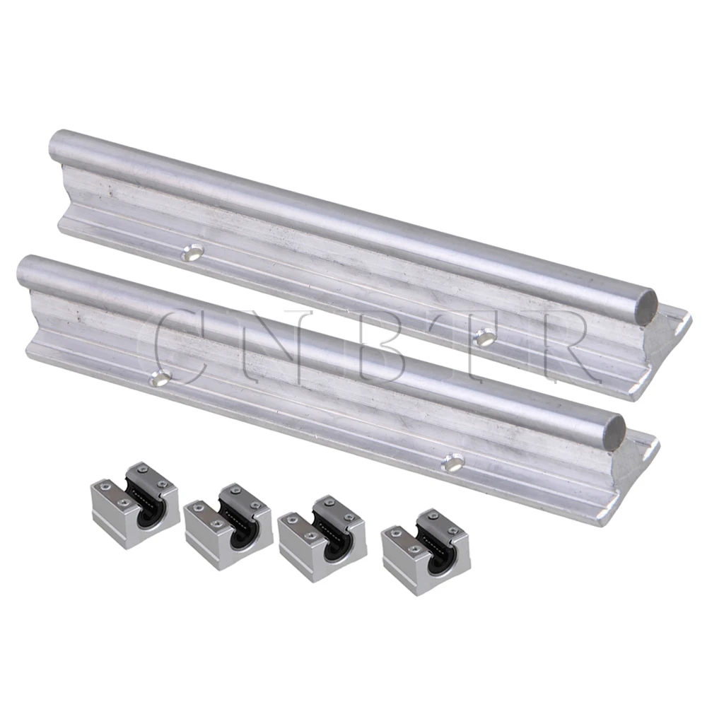 

2 Set Silver CNBTR 10mm Shaft 20cm Linear Bearing Rail w/ Open Linear Motion Block