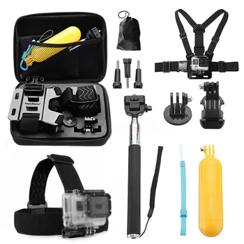 

10 in1 Accessories Kit Parts for GoPro Hero 5 4Selfie stick Chest belt Headband J-Hook buckle Nylon wrist band Buoy bobber