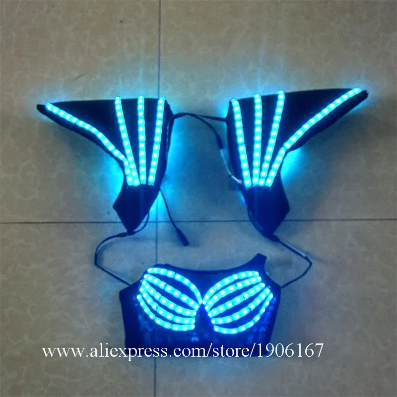Hot Sale 5 Sets LED Luminous Sexy Lady Bra Set Suit Clothing Women Underwear Costume Growing Light Up Stage Performance Clothes08