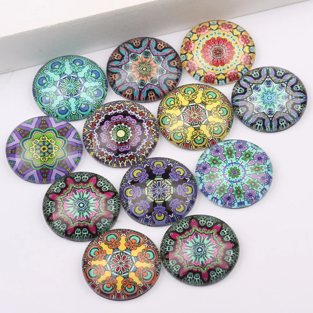 

reidgaller mixed mandala pattern photo round dome glass cabochons 20mm 12mm 10mm 14mm 18mm 25mm diy flatback jewelry components