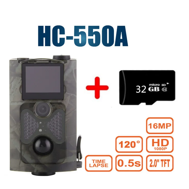 ХК-550А Охота камера ночного Версия модернизированная КМОП 16 МП разрешением 1080p pir Датчик Мульти зона игры Trap дикой природы Трейл-камеры ЖК -