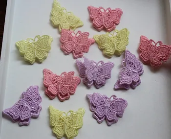 

Size-4*5.5cm(20pcs/lot) Free Shipping Vintage Double Layer 3D Sew-on Cute Butterfly Motif Lace Applique , Embroidery Lace patch