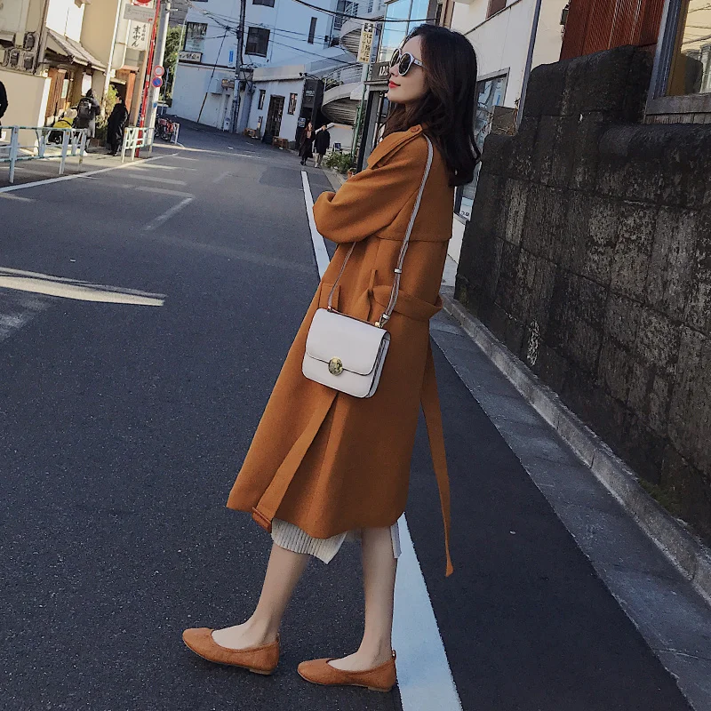 2019 otoño nuevo estilo gabardina abrigo de tela suave color naranja brillante para wome y gabardina larga coreana stylezara * - 2