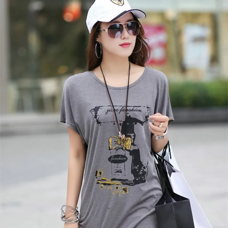 

Summer Fashion Tops High Quality Colors Cotton Elastic Print T-shirts Women Clothing Casual Short Sleeve T Shirt