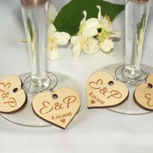 Изготовленный на заказ свадебные подвески для фужеров, шармы стекла вина, деревянные шармы вина, сувениры свадьбы