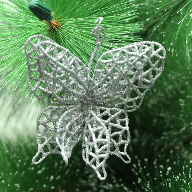 

1 PC Colored plastic soft flower butterfly christmas decorations Xmas tree present adornments DIY party production accessories