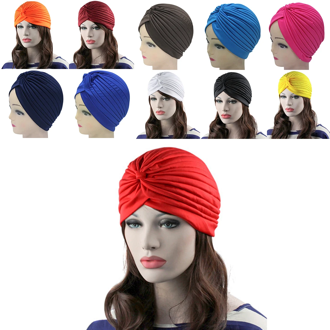 

Unisex Indian Style Stretchable Turban Hat Warm Hair Head Wrap Cap Loss Head Scarf Wrap Headdress Male Plus Velet