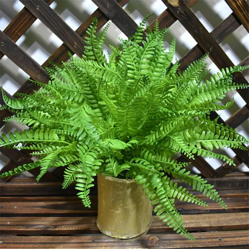 

100pcs Green Persian Leaf Bunch 42cm Artificial Nephrolepis Exaltata Flexible Glue Plant for Greenery Wall Decoration