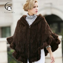 2016 Mink Coats Winter Women Real Fur Coat Fashion Women’s Long Mink Fur Cape Coat Hooded Cloak Mantle Outwear Femme Coat Kacket