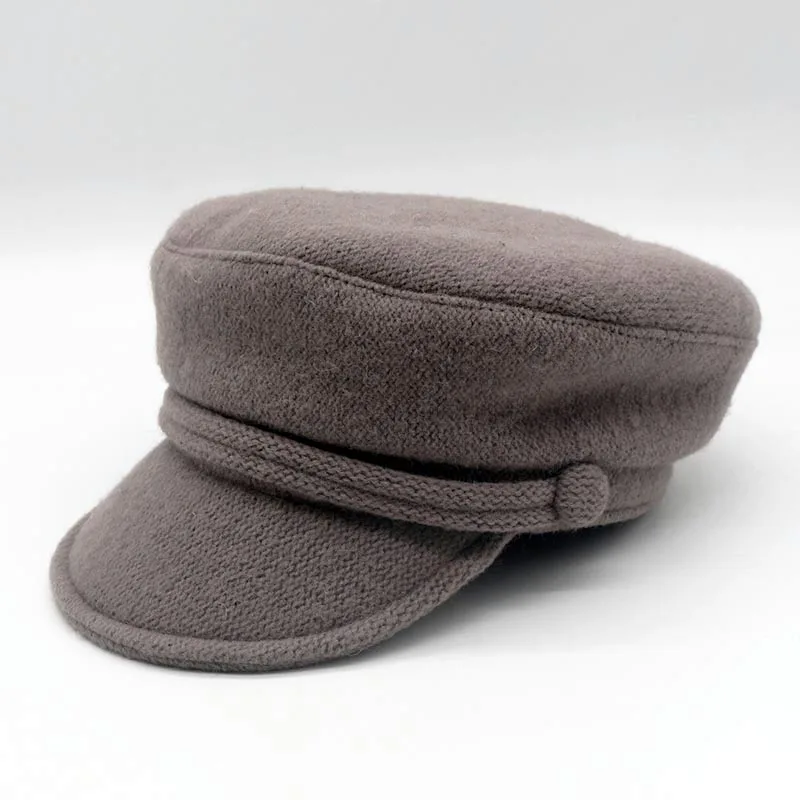  Fibonacci 2018 New Top Quality Wool Knitting Solid Color Military Cap Autumn Winter Fashion Casual 