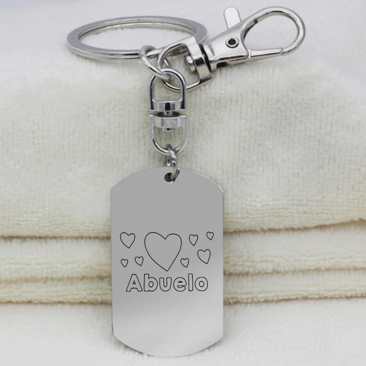 Дедушка брелок из нержавеющей стали тег "TE quiero Abuelo" Llavero брелок ювелирные изделия подарок для Дедушки Прямая YP7168