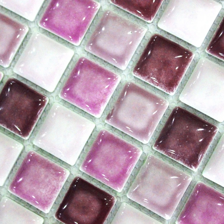 Beau Carrelage Mural De Salle De Bain En Ceramique Emaillee Mosaique De Salle De Bain De Douche De Couleur Blanche Et Violette Aliexpress