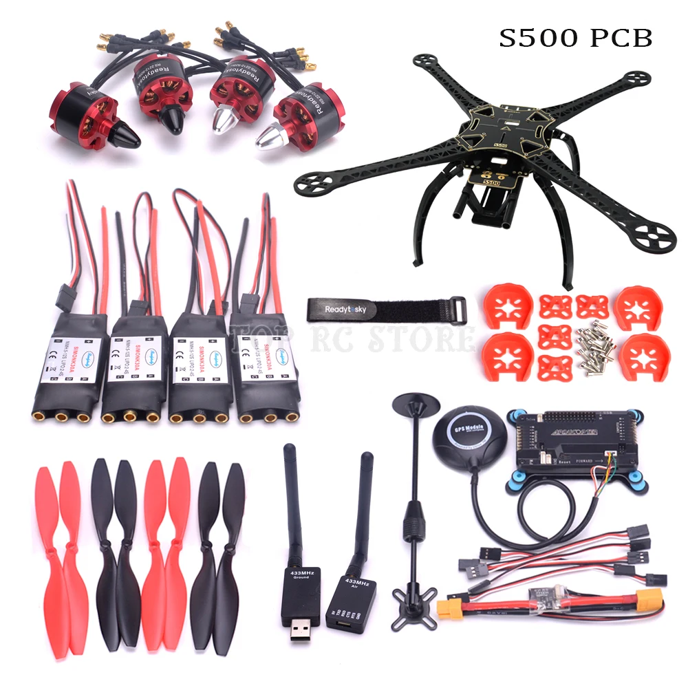 

F450 S500 500mm PCB X500 Quadcopter Frame Kit APM2.8 controller board M8N GPS 2212 920kv motor 30A Simonk ESC Power module 1045