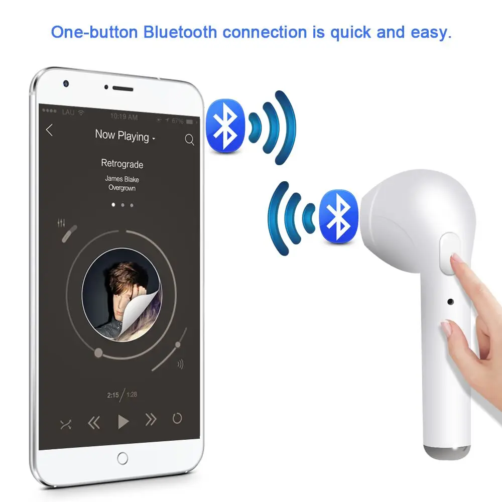 Беспроводные наушники i7 с Bluetooth 5,0, универсальные мини-наушники с микрофоном для iPhone, samsung, Xiaomi, huawei, LG