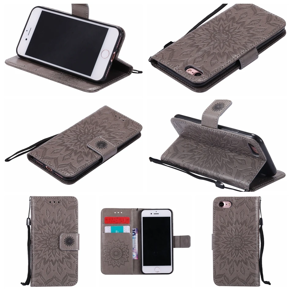 Luxury Phone Bags for Apple 5s 5G 6s SE 7 5.5 Case Emboss Mandala Retro PU Leather Stand Flip Wallet for iphone 7 plus coque (1)
