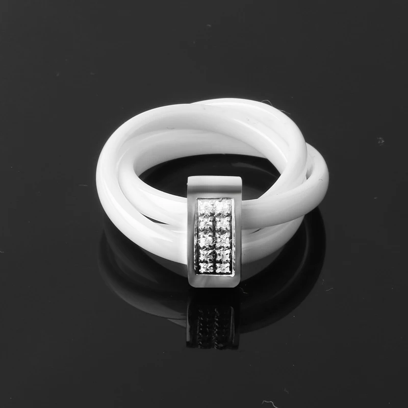 Три в одном керамические кольца, нержавеющая сталь, черный, белый цвет, три сплава, керамическое кольцо, стразы, обручальное кольцо с крестом для женщин