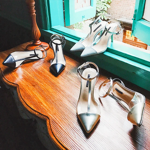 brand design luxury high heel shoes women sexy pointed toe transparent gladiator sandals summer beach sandals sapato feminino