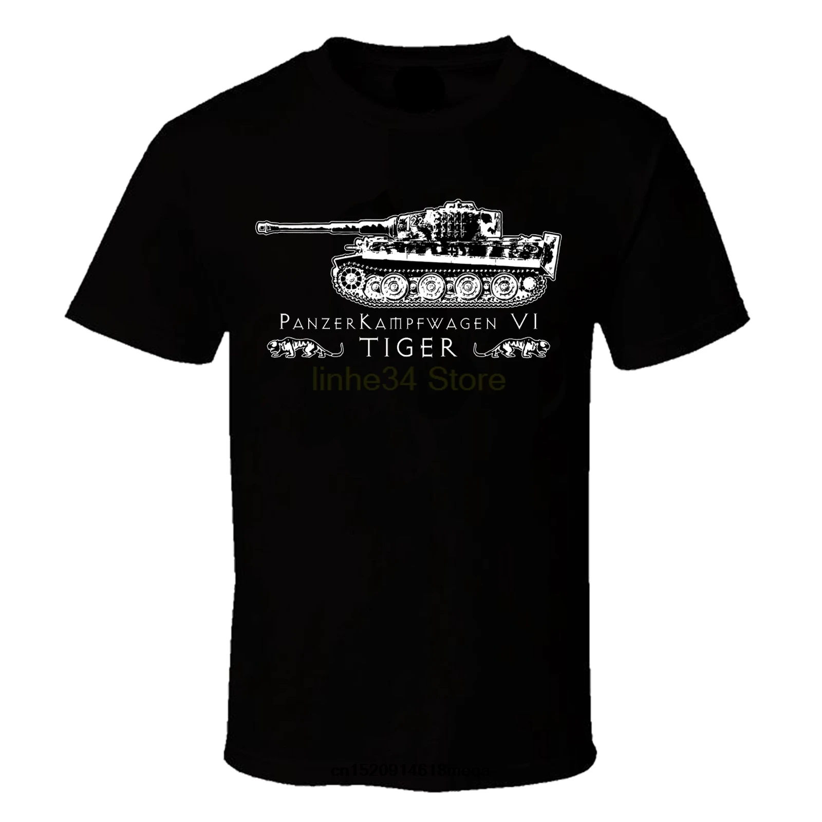 Gildan funny t shirts Mens Achtung Tiger German Panzer Tank Black Tee