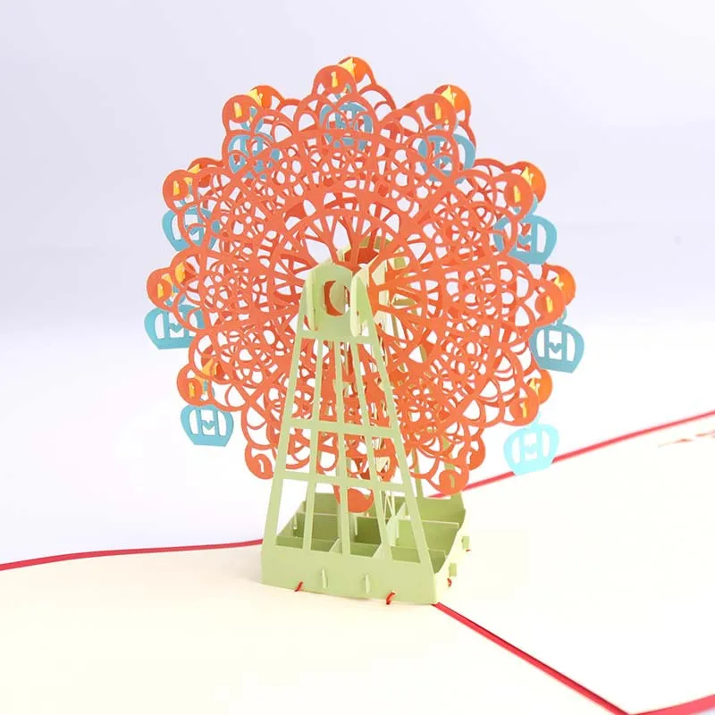  1pcs New Year Christmas Card Gift 3D Ferris Wheel birthday party Card Paper Greeting Card wedding i - 4.00015E+12