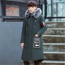 Большие размеры Мужская зимняя длинная куртка M-3XL зимняя мужская повседневная свободная теплая меховая куртка с воротником и капюшоном верхняя одежда парки Пальто