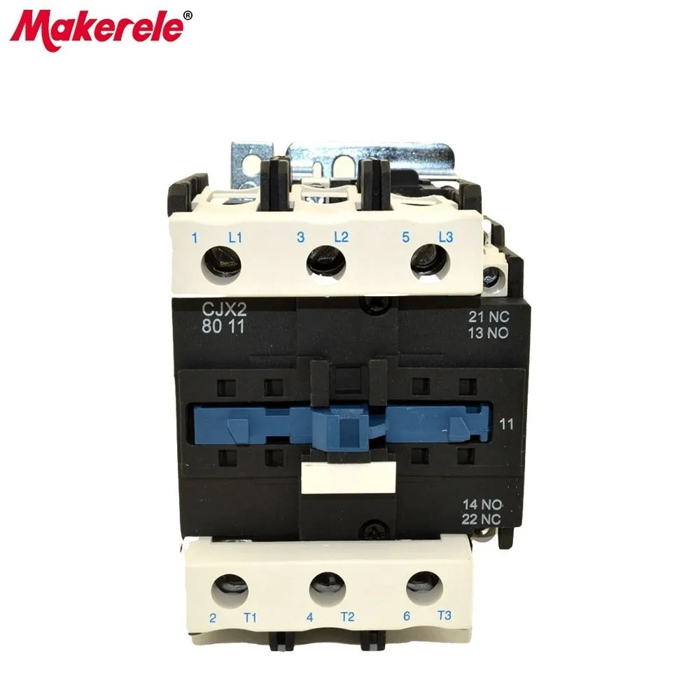 

CJX2-8011 AC Contator 80A 50/60Hz LC1 3 Phase 3-Pole Coil Voltage 380V 220V 110V 36V 24V 3P+1NO+1NC Din Rail Mount AC Contactor