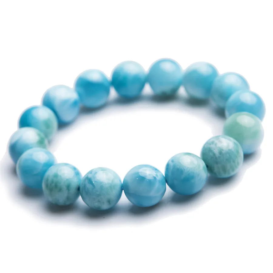 13mm Genuine Blue Natural Larimar Bracelet Healing Gemstone Crystal Fitness Woman Men Round Bead Bracelet Drop Shipping AAAAAA (1)