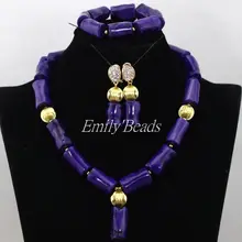Замечательный женский ювелирный набор фиолетовый нигерийский Свадебный украшение с коралловыми бусинами набор Африканский Свадебный подарок CJ566