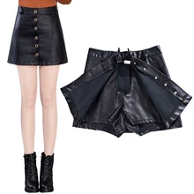 Зимние новые женские юбки из искусственной кожи короткие мини сексуальные однотонные черные красные тонкие модная повседневная одежда Юбки Плюс Размер 4XL 5XL наивысшего качества