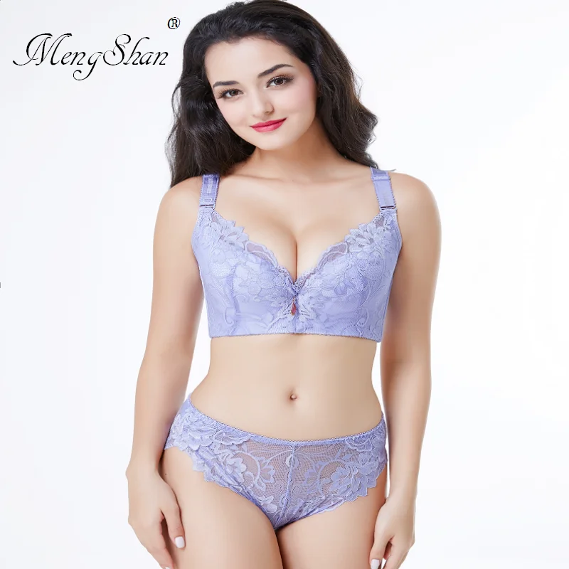 

MengShan Thin and Large Bra Suit The lace has a steel ring a set of underwear Fat mm220 Jin big size bra set ABCDE cup 50E 115E