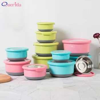 

Portable Leakproof Lunch Box Stainless Steel Bowl Food Silicone Bento Lunch Box for Kids Instant Noodle Bowl Food Container