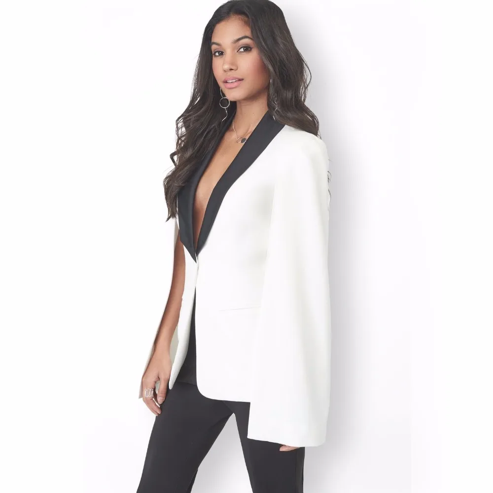 High Street Blazer Cape Coats Long Solid Cloak OL Blazer Jackets Black and White Cape Blazers 