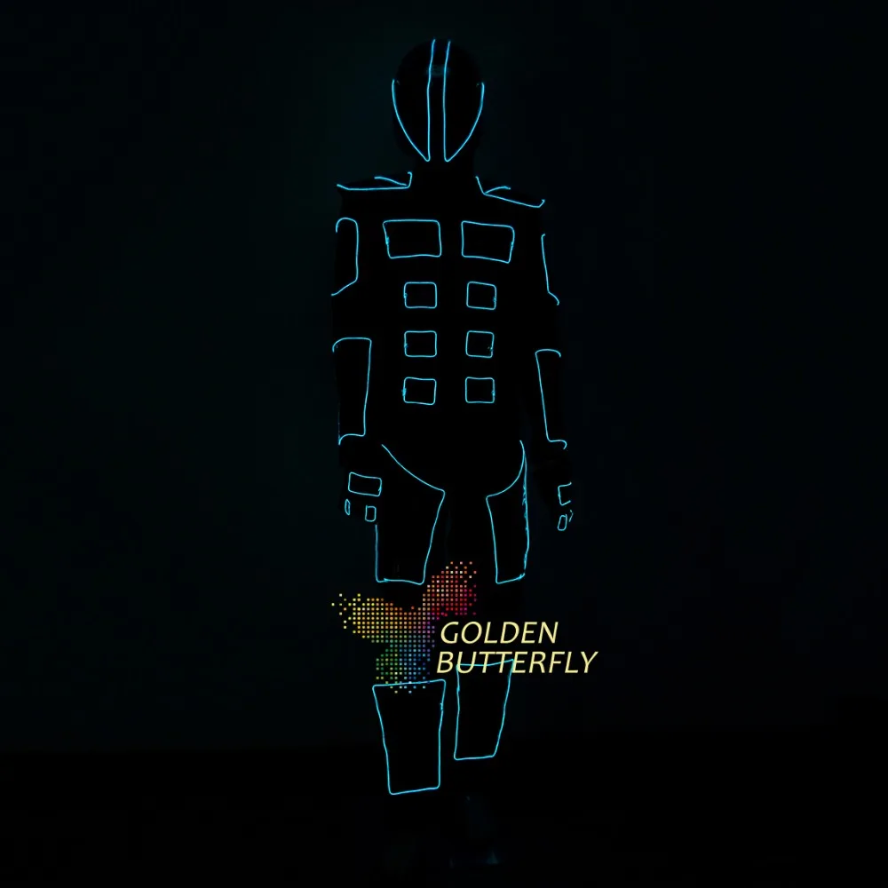 Special Offers LED/EL Suits 2017 Hot Fashion Luminous Costumes Glowing LED Light Clothing Men EL Helmet Clothe Dance Accessories Free Shipping