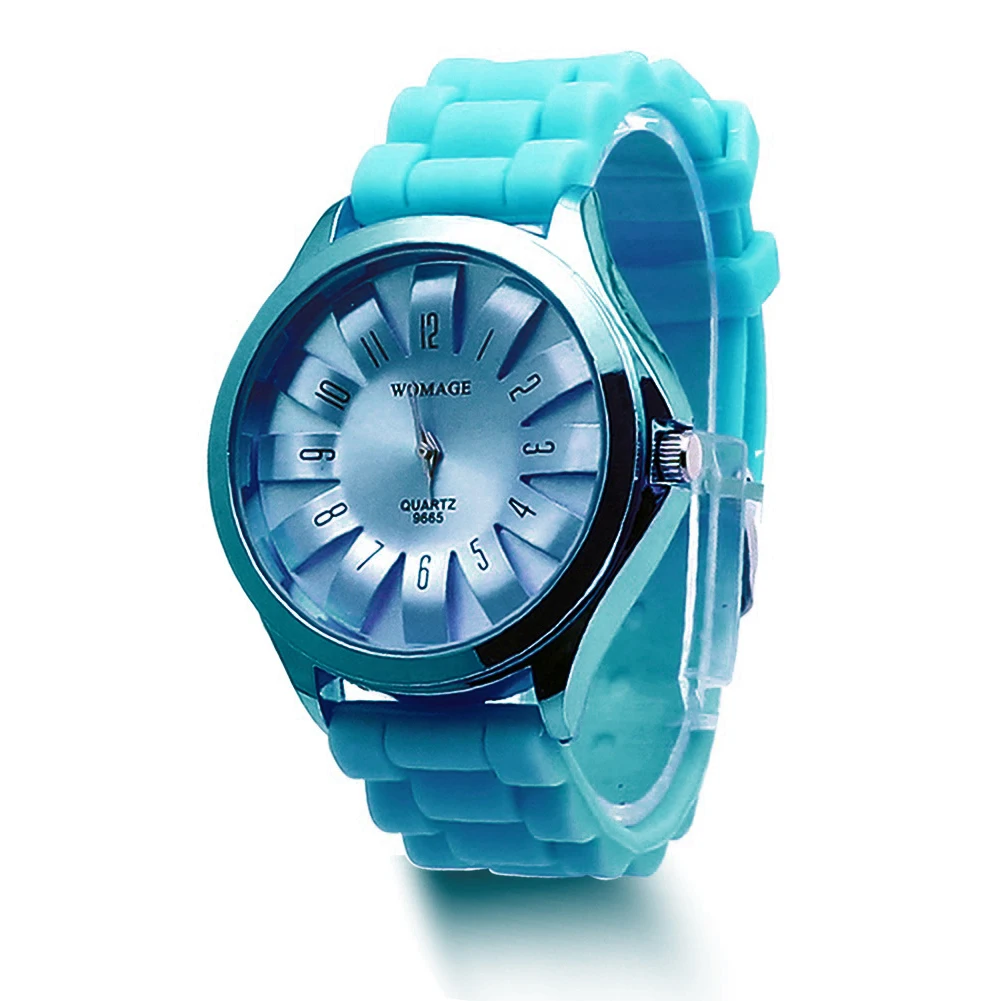 Повседневное силиконовые часы желе группа цветок циферблат спортивные Стиль часы Для мужчин Для женщин кварцевые наручные часы